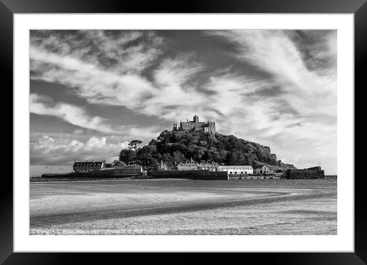 St Michael's Mount, Cornwall  (Monochrome)  Framed Mounted Print by Brian Pierce
