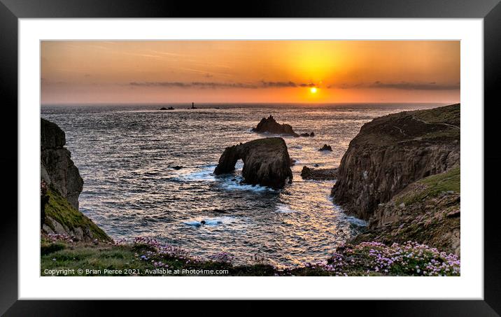 Sunset at Land's End, Cornwall  Framed Mounted Print by Brian Pierce