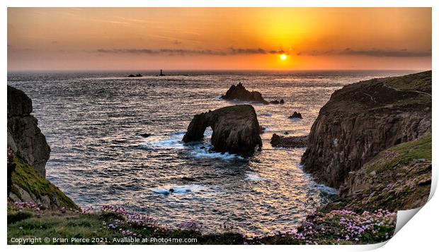 Sunset at Land's End, Cornwall  Print by Brian Pierce
