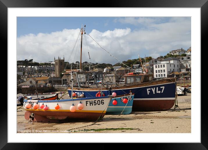 boats on the beach at St Ives, Cornwall  Framed Mounted Print by Brian Pierce