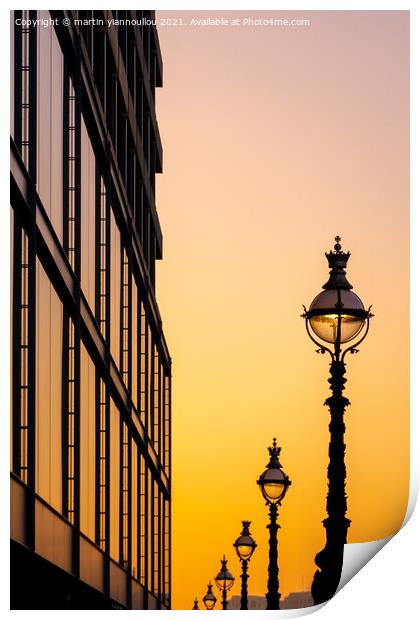 Majestic London Sunset Print by Martin Yiannoullou