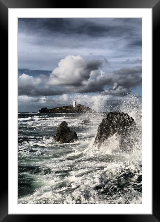Rough Seas at Godrevy Lighthouse Framed Mounted Print by Brian Pierce
