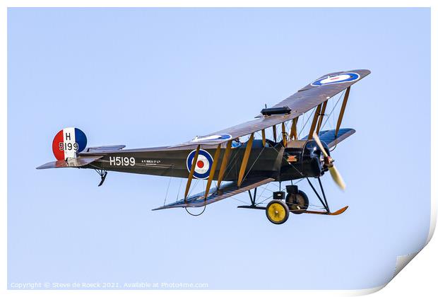 Avro 504K Print by Steve de Roeck
