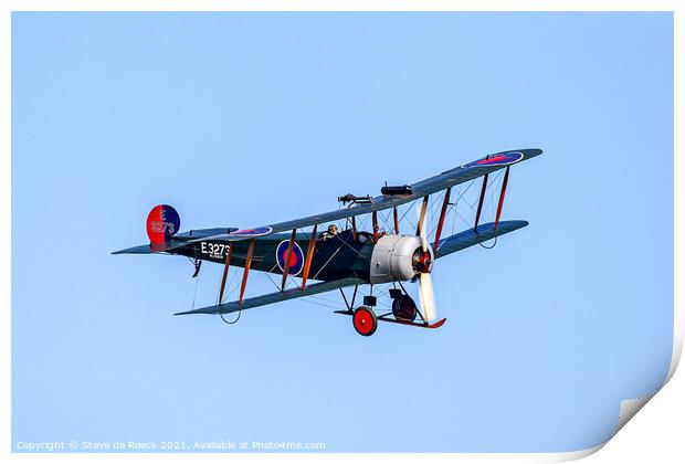 Avro 504K Biplane Print by Steve de Roeck