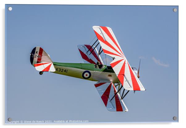 Avro Tutor Biplane Acrylic by Steve de Roeck