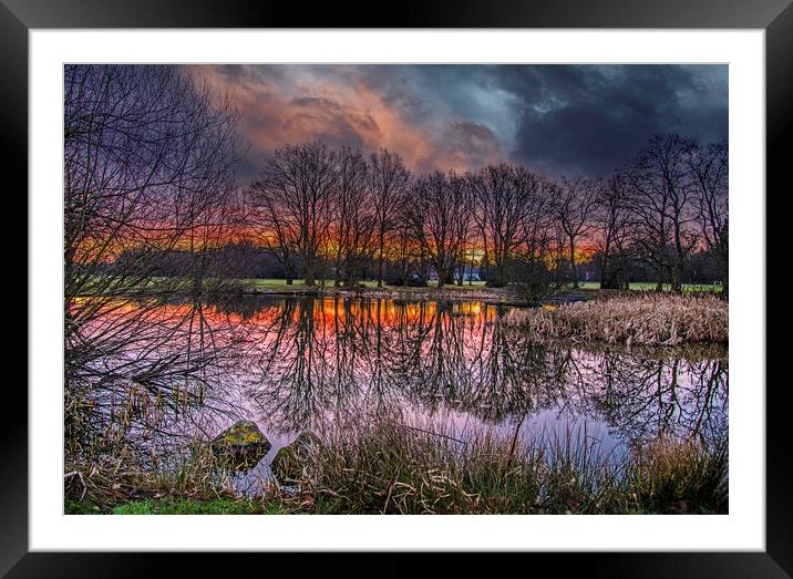 Dramatic Sky at Yateley Green Pond Framed Mounted Print by Dave Williams