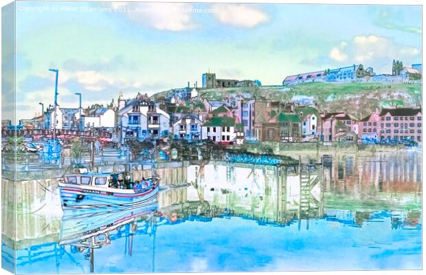 Whitby Harbour Watercolour Canvas Print by Alison Chambers