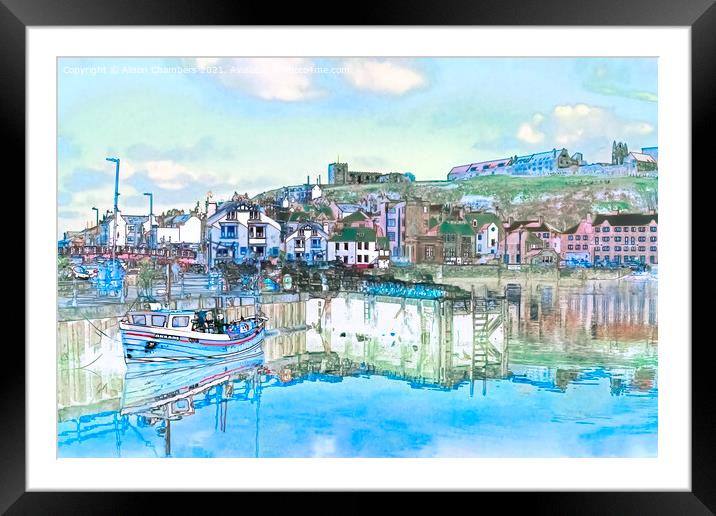 Whitby Harbour Watercolour Framed Mounted Print by Alison Chambers
