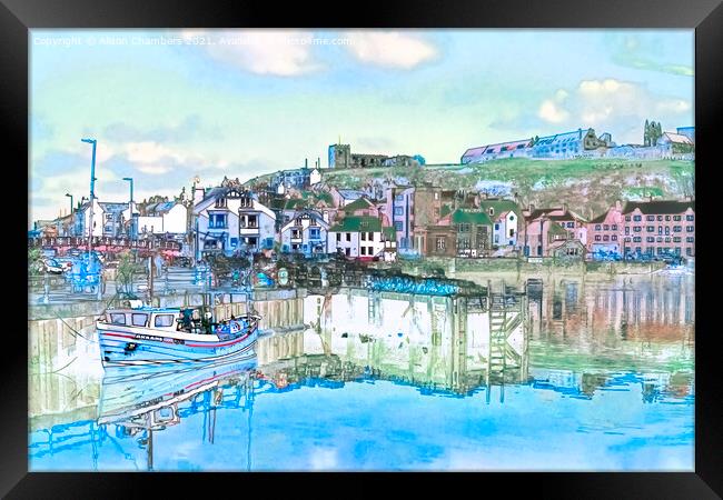 Whitby Harbour Watercolour Framed Print by Alison Chambers