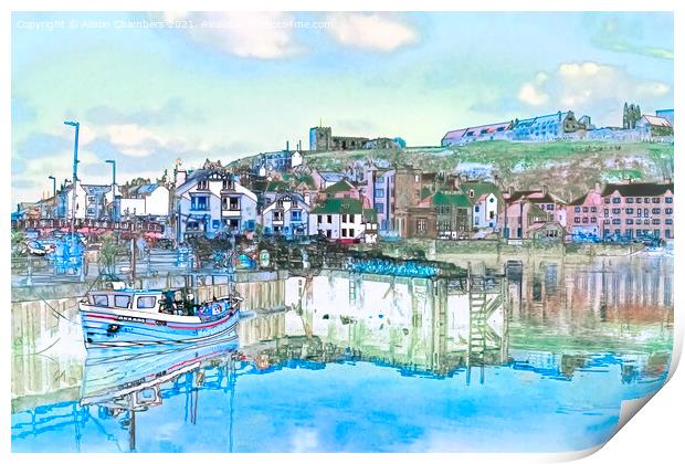 Whitby Harbour Watercolour Print by Alison Chambers