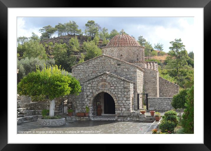 Monastery church Rhodes Framed Mounted Print by Angela Wallace