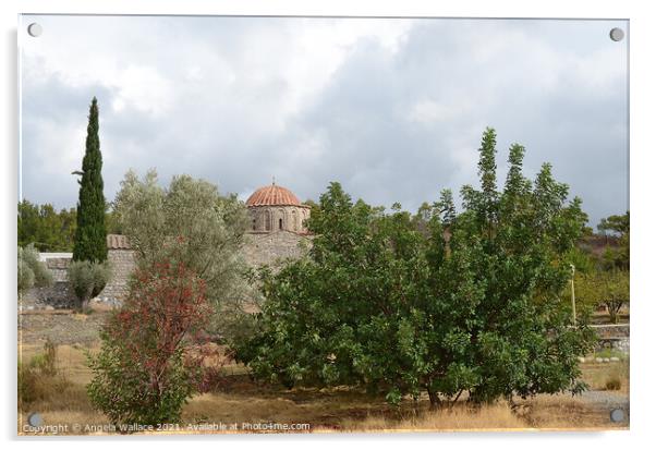 Moni Thari Monastery Rhodes Acrylic by Angela Wallace