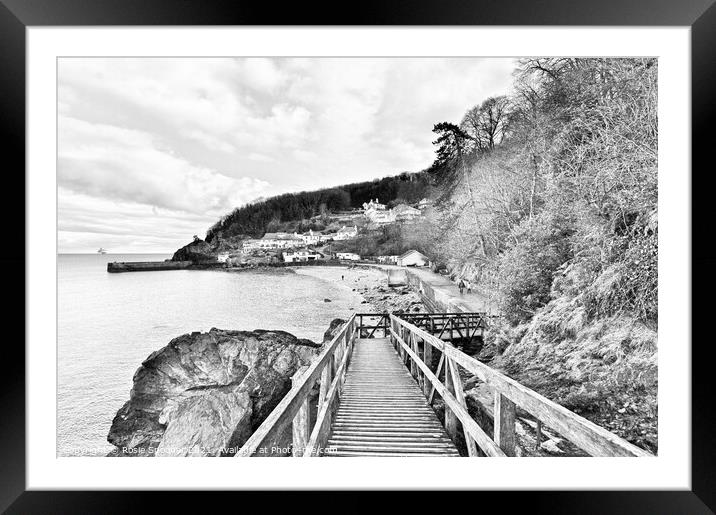 The Wooden Bridge at Babbacombe Torquay in grey tones Framed Mounted Print by Rosie Spooner