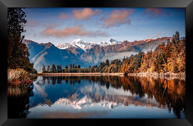 Lake Matheson New Zealand Framed Print by John Frid