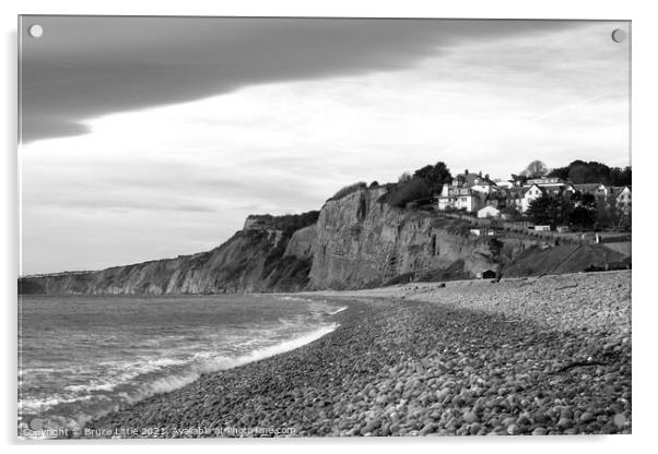 Budleigh Salterton Cliffs in Mono Acrylic by Bruce Little