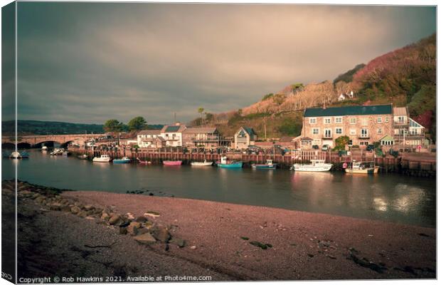 Seaton Harbour Cottages Canvas Print by Rob Hawkins