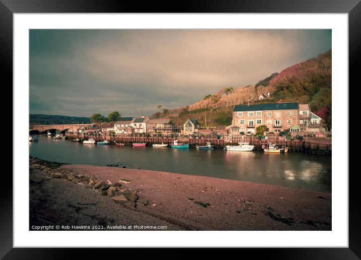 Seaton Harbour Cottages Framed Mounted Print by Rob Hawkins