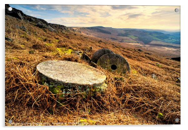 Abandoned Millstones, under Stanage Edge (5) Acrylic by Chris Drabble