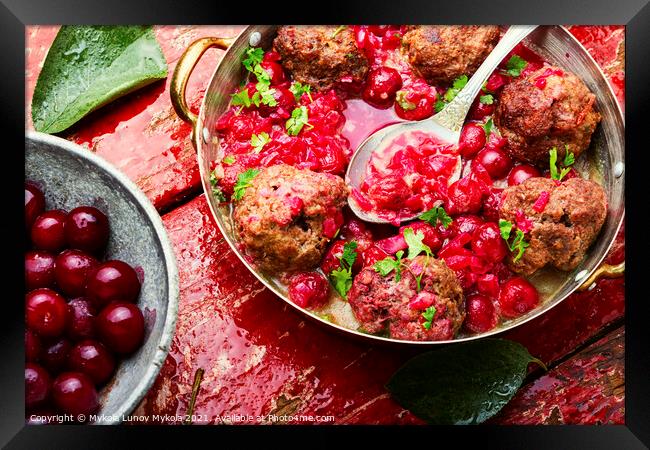 Lamb meatballs in cherry sauce Framed Print by Mykola Lunov Mykola