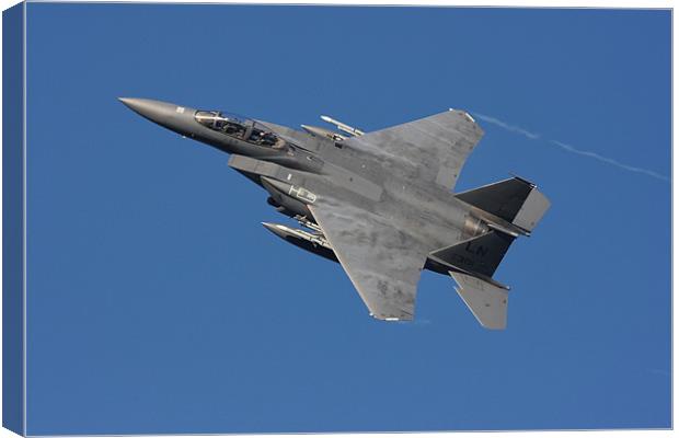 F15 in clear blue sky Canvas Print by Rory Trappe