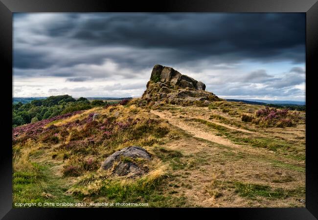 Ashover Stone and  moving clouds (2) Framed Print by Chris Drabble