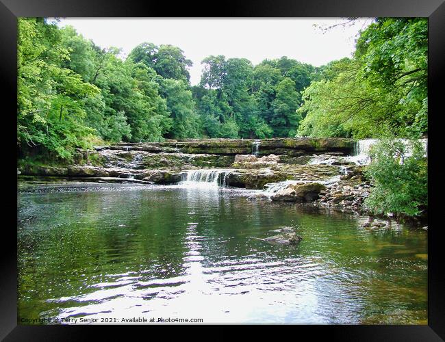 Waterfalls at Aysgarth on the River Ure in the Yor Framed Print by Terry Senior