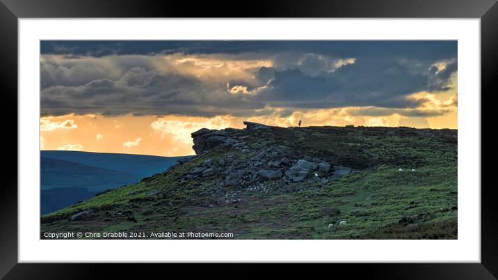 Bamford Edge at sunset Framed Mounted Print by Chris Drabble