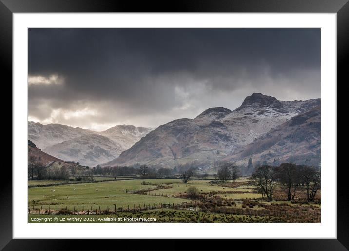 Langdale Pikes Framed Mounted Print by Liz Withey