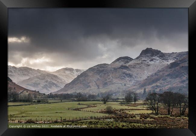 Langdale Pikes Framed Print by Liz Withey