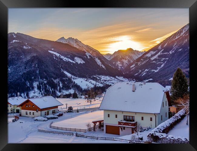 Snowy Valley Dawn, Rohrmoos, Austria Framed Print by Mark Llewellyn