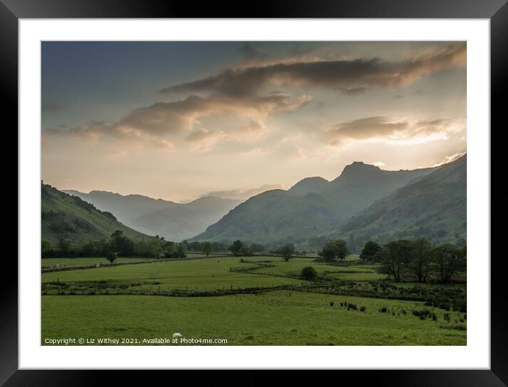 Evening in Langdale Framed Mounted Print by Liz Withey