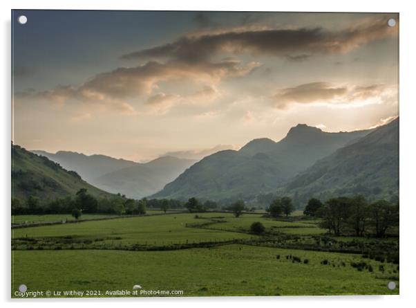 Evening in Langdale Acrylic by Liz Withey