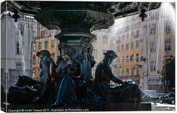 Fountain at Rossio Square, Canvases & Prints Canvas Print by Keith Towers Canvases & Prints