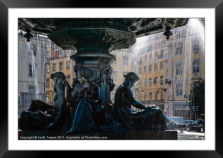 Fountain at Rossio Square, Canvases & Prints Framed Mounted Print by Keith Towers Canvases & Prints