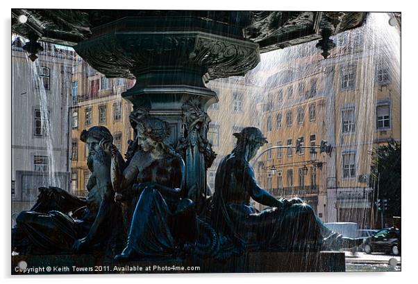 Fountain at Rossio Square, Canvases & Prints Acrylic by Keith Towers Canvases & Prints