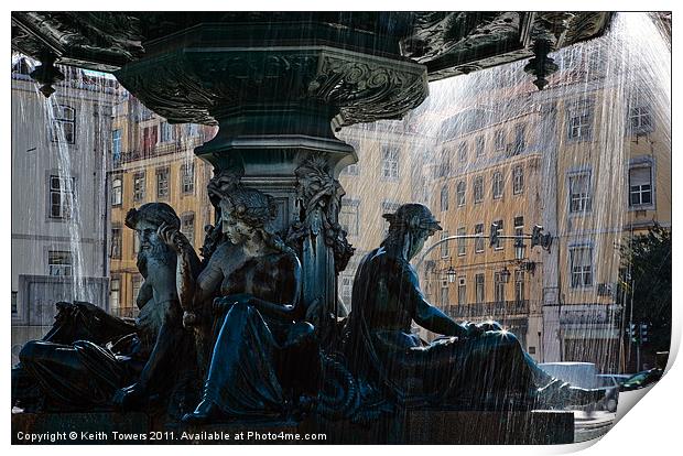 Fountain at Rossio Square, Canvases & Prints Print by Keith Towers Canvases & Prints