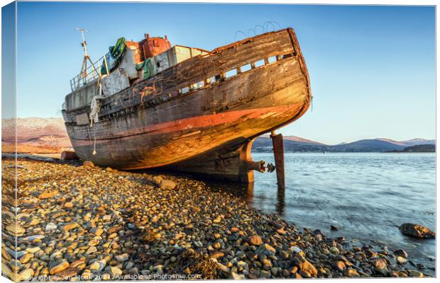 Corpach Wreck, Loch Linnhe Canvas Print by Jim Monk