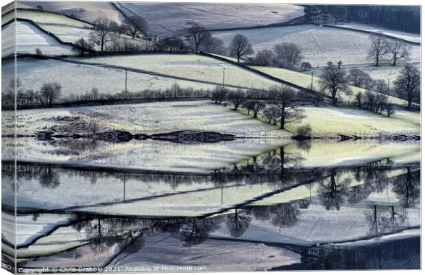 Under Derwent Edge in early light and frost Canvas Print by Chris Drabble