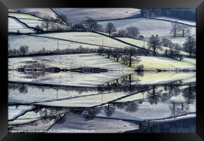 Under Derwent Edge in early light and frost Framed Print by Chris Drabble