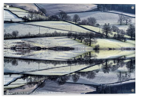 Under Derwent Edge in early light and frost Acrylic by Chris Drabble