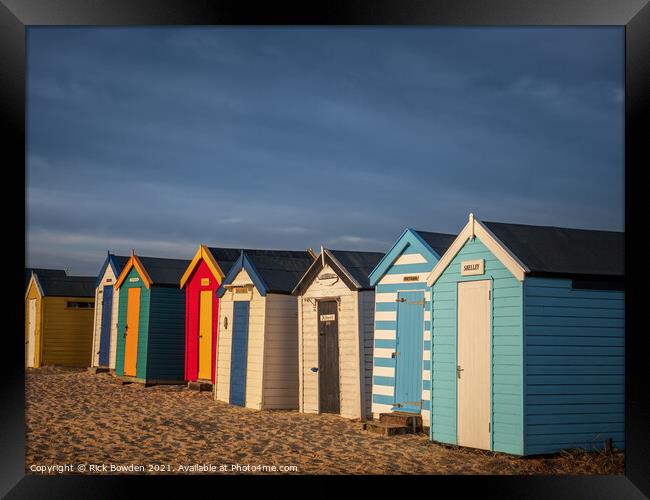 Beach Huts Southwold Suffolk Framed Print by Rick Bowden