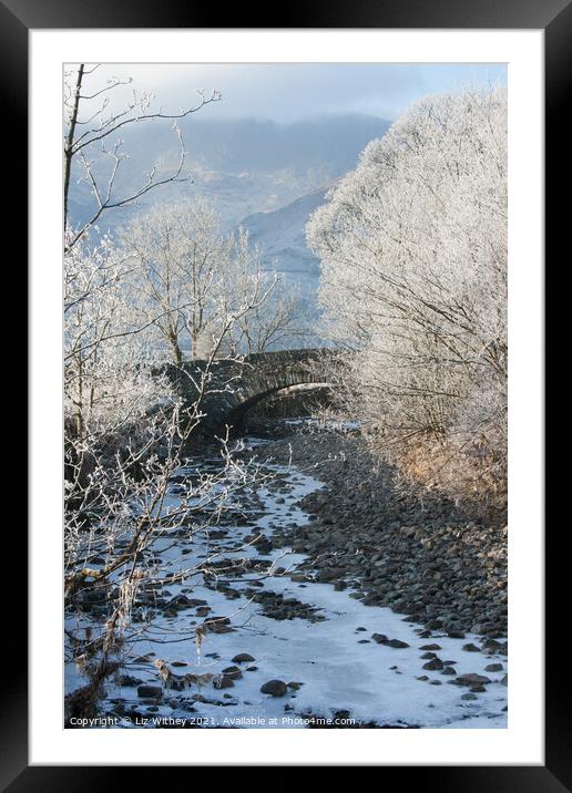 Middlefell Bridge in Winter Framed Mounted Print by Liz Withey