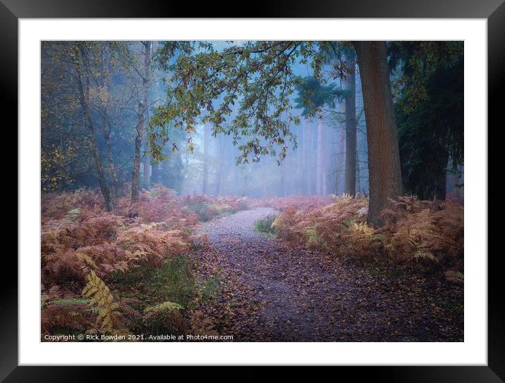Misty Journey through Drayton Drewery Woods Framed Mounted Print by Rick Bowden