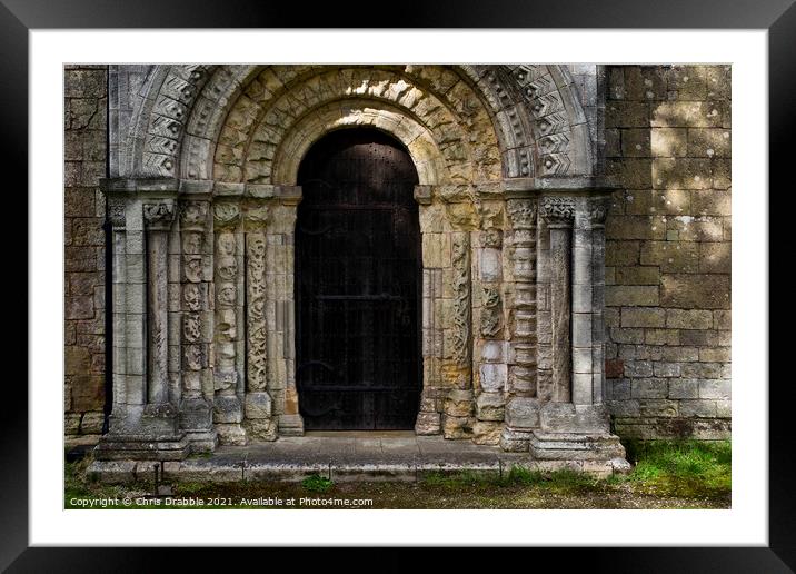 All Saints Chapel, Steetley, door detail Framed Mounted Print by Chris Drabble