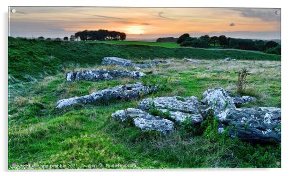 Arbor Low stone circle at Sunset Acrylic by Chris Drabble