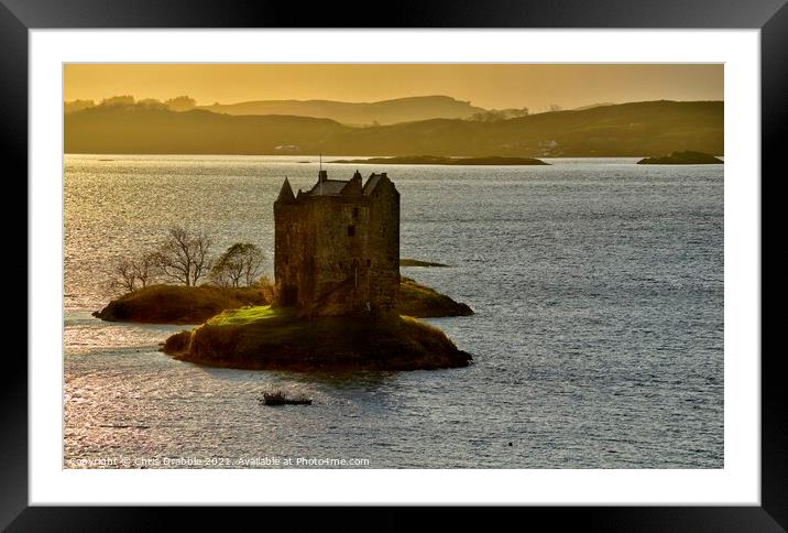 Castle Stalker at sunset (2) Framed Mounted Print by Chris Drabble