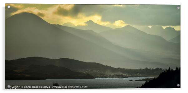 Last light in the Cuillin Acrylic by Chris Drabble