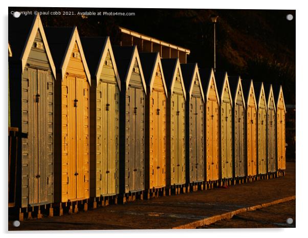 Sunlit besch huts. Acrylic by paul cobb