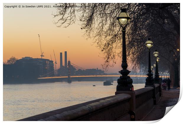 Albert Bridge, Chelsea  at Sunset Print by Jo Sowden