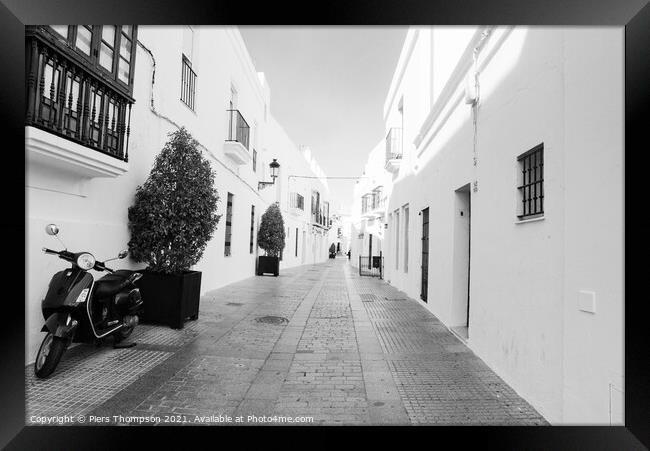 Vejer de la frontera in Black and White Framed Print by Piers Thompson